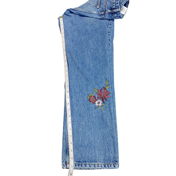 Reformation Cynthia High Rise Denim Jeans Straight Embroidered Womens Size 27 - Picture 8 of 10